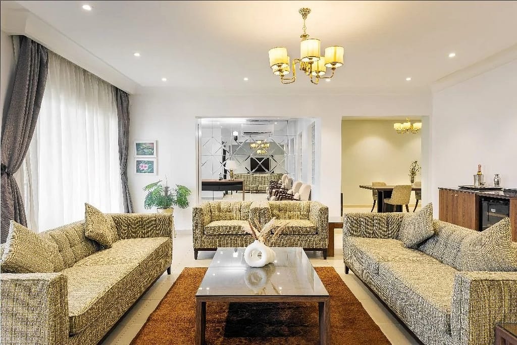 Why choose a short let when in Lagos Living room for the luxury living room of Metro Apartments Victoria Island Lagos