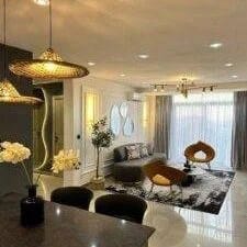 Why choose a short let when in Lagos Yellow unit living room for 3 bedroom apartment in Lekki