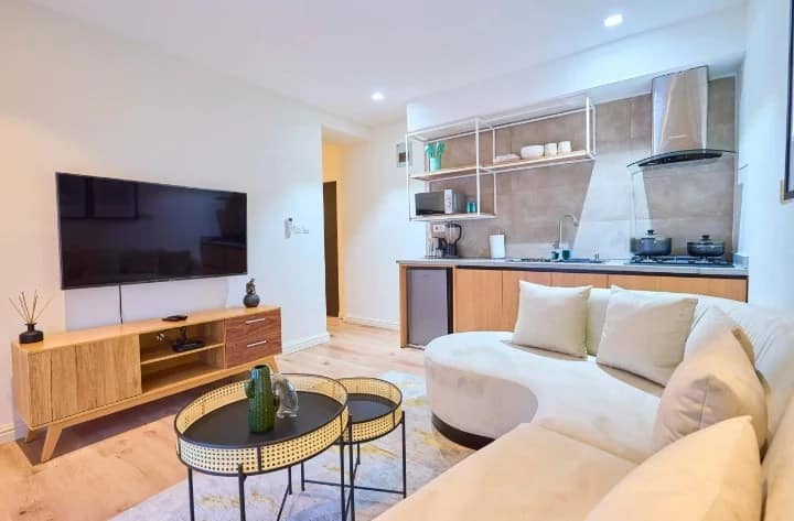 Why choose a short let when in Lagos Cozy living room for short let at Lekki Phase 1 with kitchenette